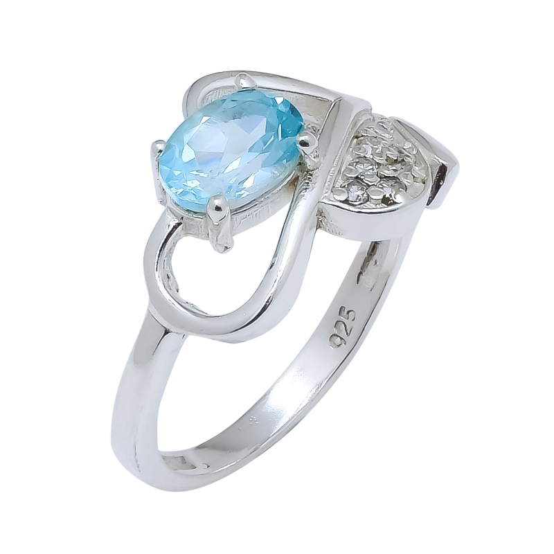 Buy Blue Topaz Natural Gemstone 925 Sterling Silver Ring For Her SR-208 ...