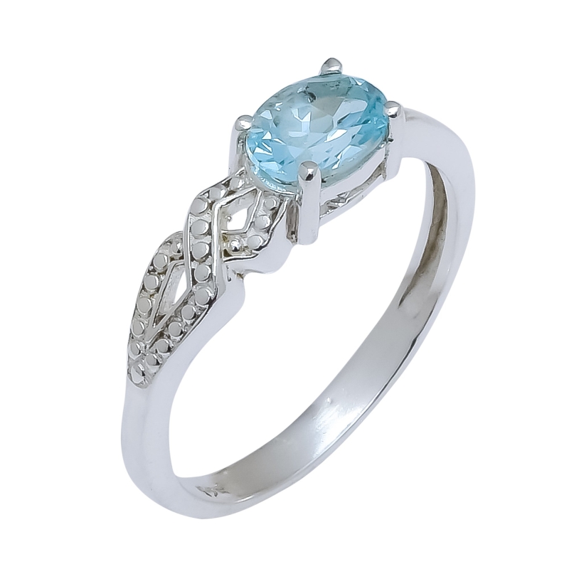 Buy Blue Topaz Natural Gemstone 925 Sterling Silver Ring For Her SR-142 ...