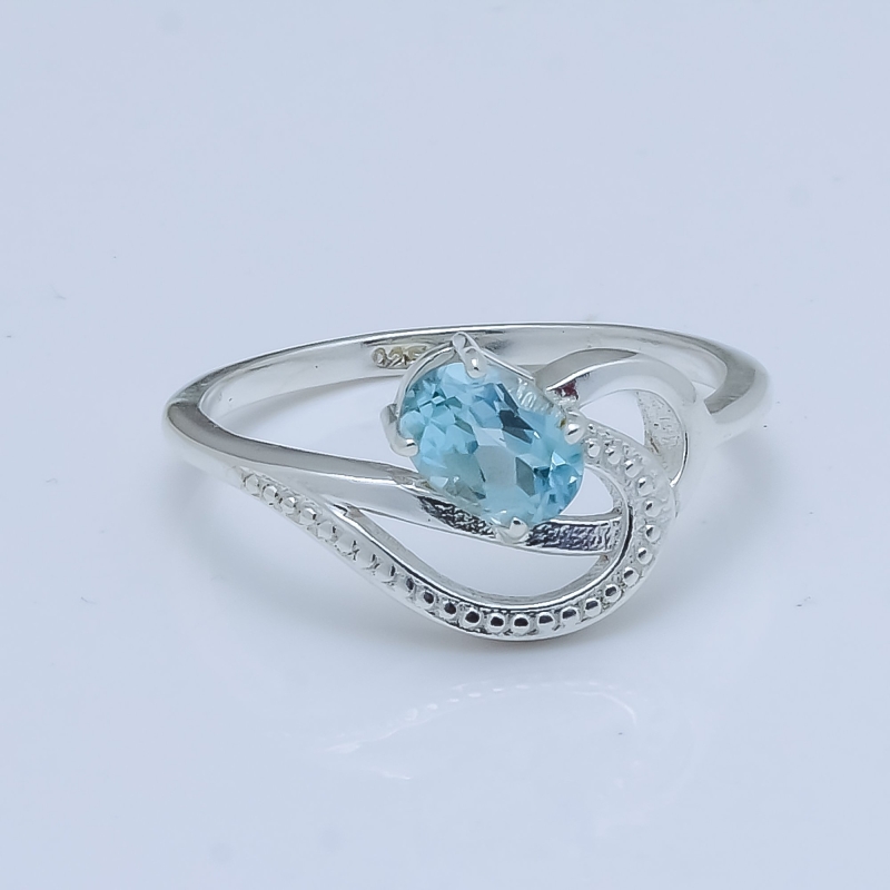Buy Blue Topaz Natural Gemstone 925 Sterling Silver Ring For Her SR-201 ...
