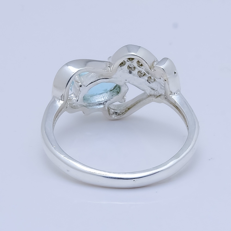 Buy Blue Topaz Natural Gemstone 925 Sterling Silver Ring For Her SR-208 ...