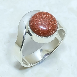Red Goldstone Natural Gemstone Handmade 925 Sterling Silver Ring