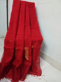 Soft Cotton Silk Sequence Work Saree With Blouse
