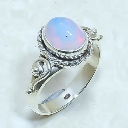 Ethiopian Fire Opal Natural Gemstone 925 Sterling Silver Ring
