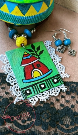 Hand-painted fabric jewellery