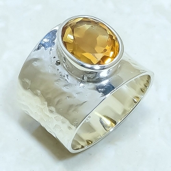 Citrine Natural Gemstone Handmade 925 Sterling Silver Ring