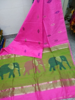 Cotton Silk Elephant Degin Saree With Bouse