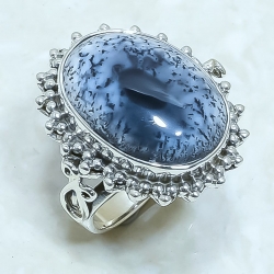 Dendrite Opal Natural Gemstone Handmade 925 Sterling Silver Ring