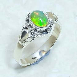 Ethiopian Fire Opal Natural Gemstone 925 Sterling Silver Ring For Her