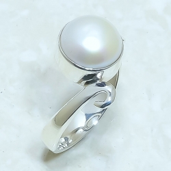 River Pearl Natural Gemstone Handmade 925 Sterling Silver Ring