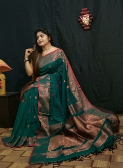 ZARI JAMDANI MERCERISED COTTON WITH BLOUSE PIC