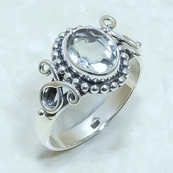 White Topaz Natural Gemstone Handmade 925 Sterling Silver Ring