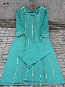 Premium pure rayon kurti pant with full Gota work