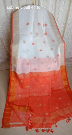 Linen Ball Buti Saree With Blouse