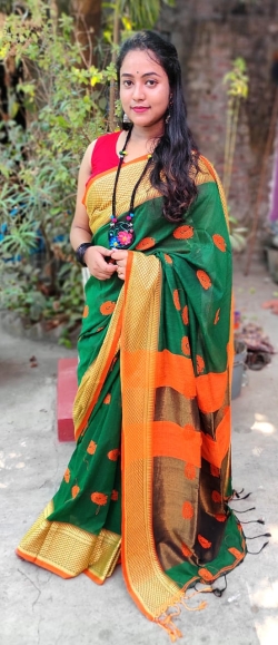 Falguni Khadi Cotton Saree With Blouse