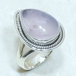 Rose Quartz Natural Gemstone Handmade 925 Sterling Silver Ring