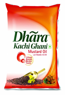 Dhara Kachi Ghani Mustard Oil 1 Ltr Pkt @ Rs.126.50 (Pack of 16)