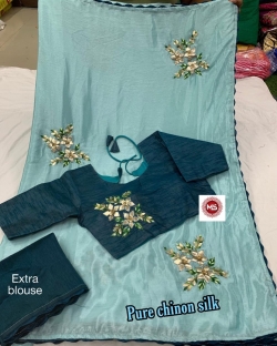 Pure Chikon Silk Saree