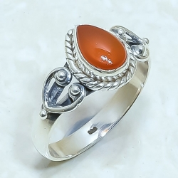Carnelian Natural Gemstone Handmade 925 Sterling Silver Ring