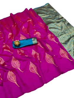 Soft Silk Saree with Silver Zari
