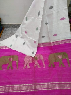 Cotton Silk Elephant Degin Saree With Bouse