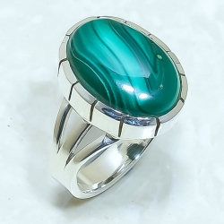Malachite Natural Gemstone Handmade 925 Sterling Silver Ring