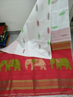 Cotton Silk Elephant Degin Saree With Bouse