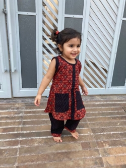 Ajrakh , Indigo , ikkatCotton fabric