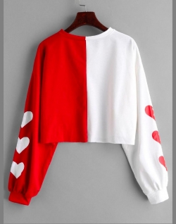 Casual Regular Sleeves Solid Women Red Top (crop top with long sleeve)
