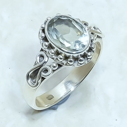White Topaz Natural Gemstone Handmade 925 Sterling Silver Ring