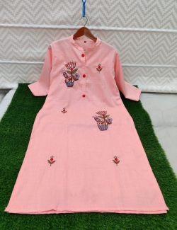 Cotton checks embroidery kurti