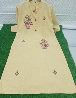 Cotton checks embroidery kurti