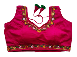 Embroidery sleevless Imported heavy Phantom silk Blouses With lilean Padded