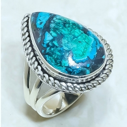 Azurite Malachite Natural Gemstone 925 Sterling Silver Ring