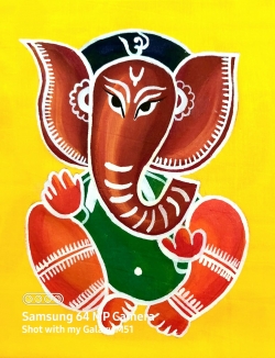 Fabric Paint on Blouse Piece Cotton Lord Ganesha