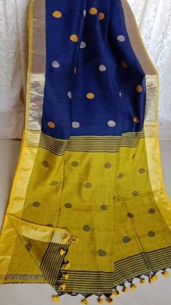 Linen Ball Buti Saree With Blouse
