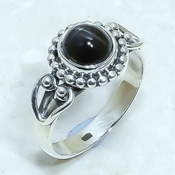 Star Black Sapphir Natural Gemstone 925 Sterling Silver Ring
