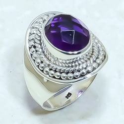 Amethyst Natural Gemstone Handmade 925 Sterling Silver Ring
