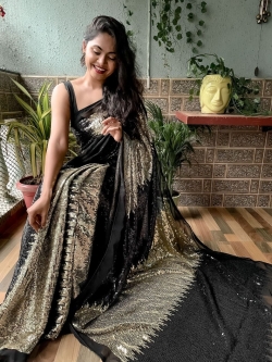 Party Wear Multicolor Sequence Work Saree (Size-12)