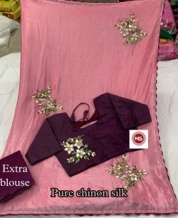 Pure Chikon Silk Saree