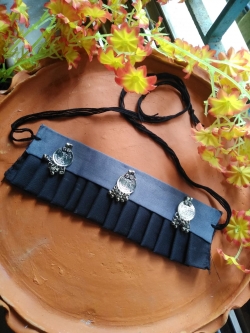 BLUE FABRIC NECKLACE CHOKER