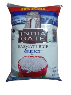 India Gate Basmati Rice Super 1Kg Bag