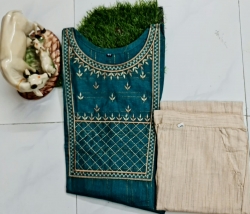 Women khadi Kurta cotton stuff printed designer with beautifull jari