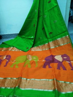 Cotton Silk Elephant Degin Saree With Bouse