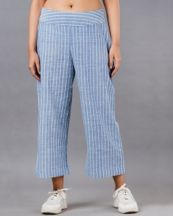 Stripped Wide Leg Cropped Pant