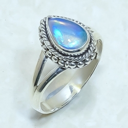 Ethiopian Fire Opal Natural Gemstone 925 Sterling Silver Ring