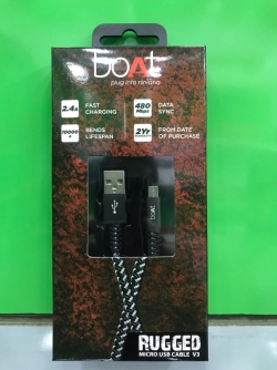 boAt Rugged v3 Extra Tough Unbreakable Braided Micro USB Cable 1.5 Meter (Black)