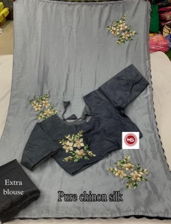 Pure Chikon Silk Saree