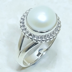 River Pearl Natural Gemstone Handmade 925 Sterling Silver Ring