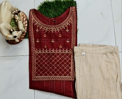 Women khadi Kurta cotton stuff printed designer with beautifull jari