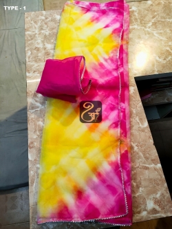 Heavy Organza Fabric With Beautiful Hand Drying Shibori Print Saree & Fancy Samosa Lace Border Saree